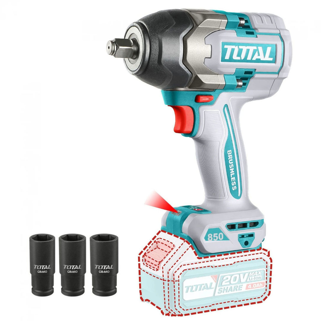 Imagen de Llave De Impacto 1/2" 850Nm Inalámbrica A Batería 20v